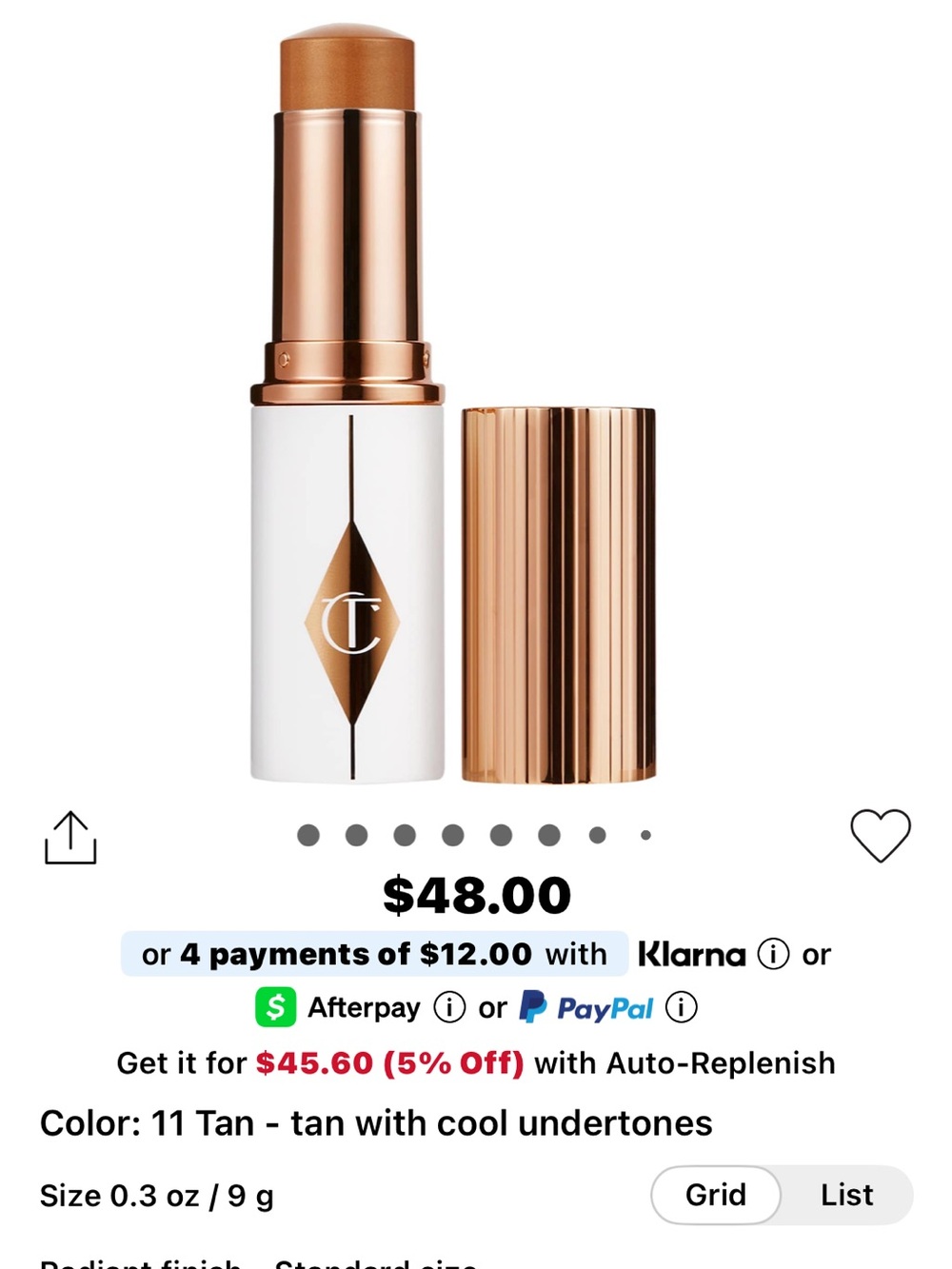 Charlotte Tilbury Cream Stick Foundation — Tan